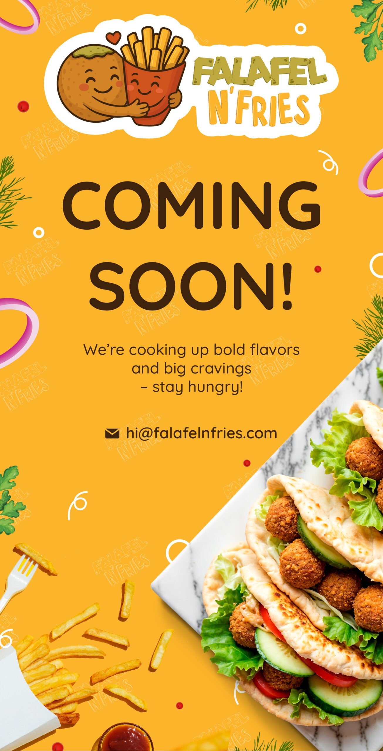 FALAFEL N'FRIES MOBILE COMING SOON BANNER